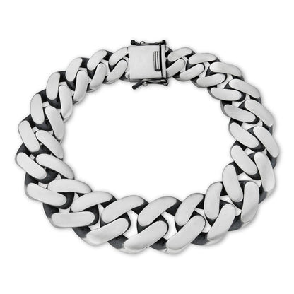 HarlemBling Graduated Miami Cuban Bracelet - 925 Sterling Silver Oxidized Gunmetal - 7"-9" - 12-20mm