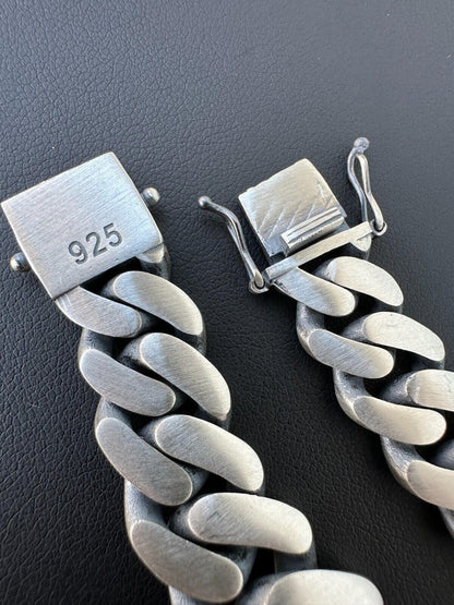 HarlemBling Graduated Miami Cuban Link Bracelet Solid 925 Sterling Silver Box Clasp 12-20mm