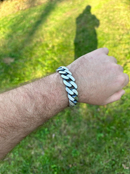 HarlemBling Graduated Miami Cuban Link Bracelet Solid 925 Sterling Silver Box Clasp 12-20mm