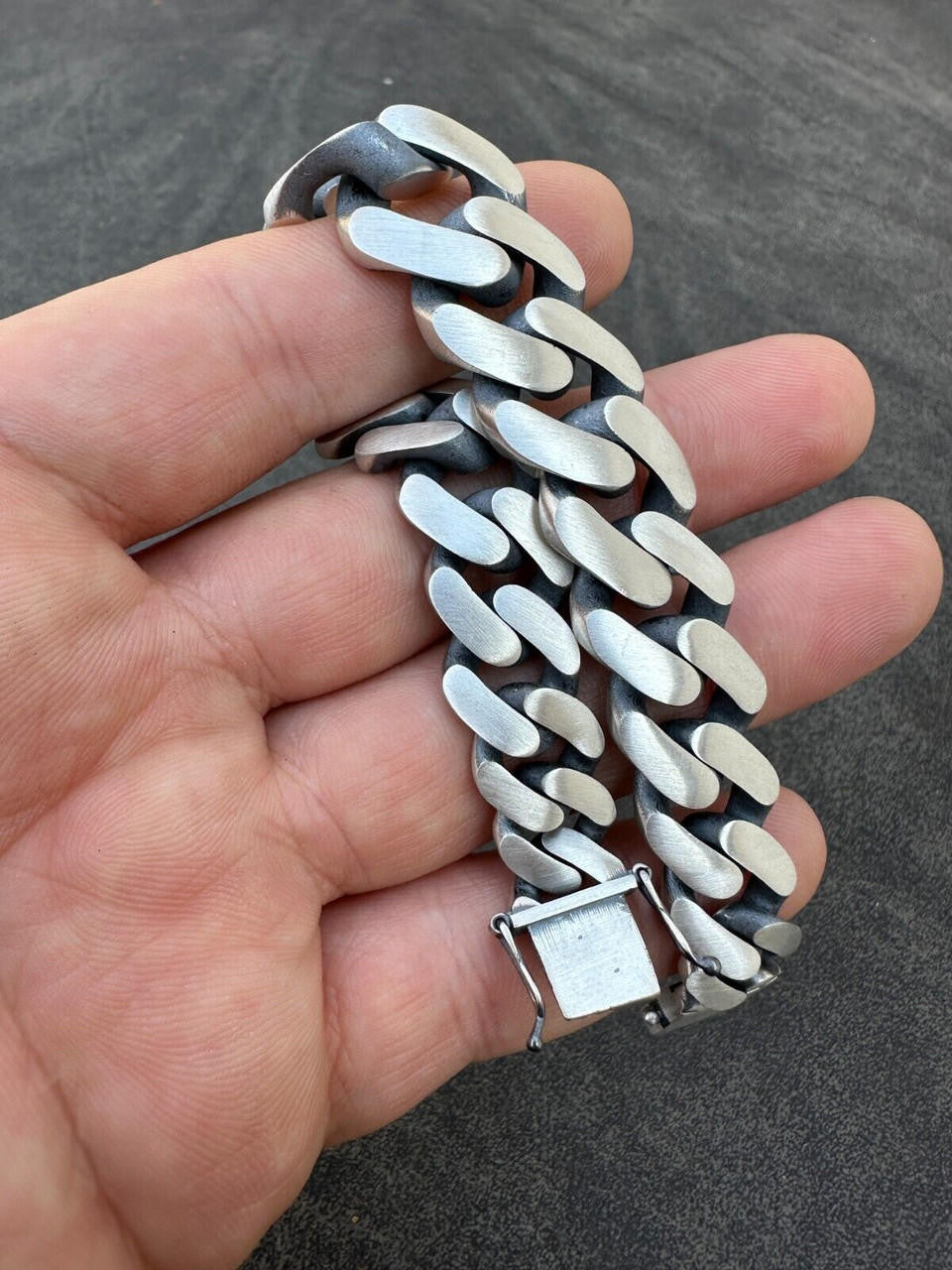 HarlemBling Graduated Miami Cuban Link Bracelet Solid 925 Sterling Silver Box Clasp 12-20mm