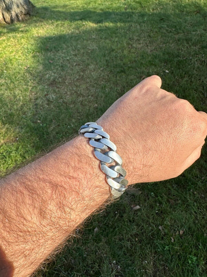 HarlemBling Graduated Miami Cuban Link Bracelet Solid 925 Sterling Silver Box Clasp 12-20mm