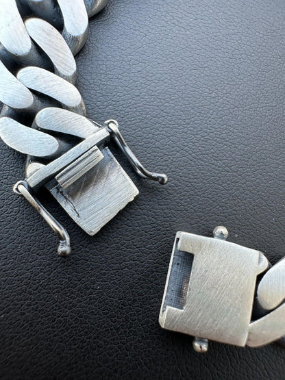 HarlemBling Graduated Miami Cuban Link Bracelet Solid 925 Sterling Silver Box Clasp 12-20mm