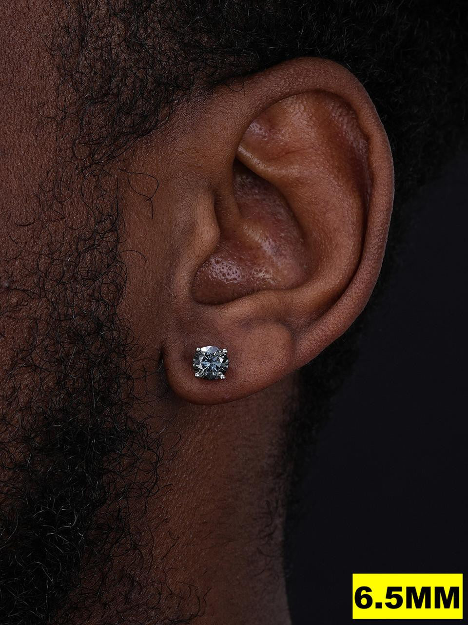 HarlemBling Gray MOISSANITE Solitaire Stud Earrings - 925 Silver - 3mm-8mm - 0.2-4ct