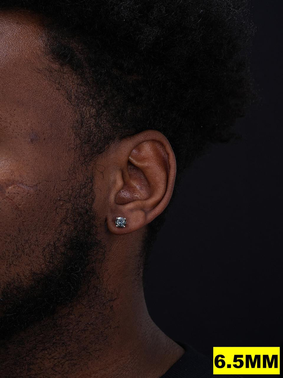 HarlemBling Gray MOISSANITE Solitaire Stud Earrings - 925 Silver - 3mm-8mm - 0.2-4ct