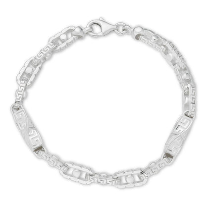 HarlemBling Greek Key Chain Bracelet - 925 Sterling Silver - 7"-9" - 7mm
