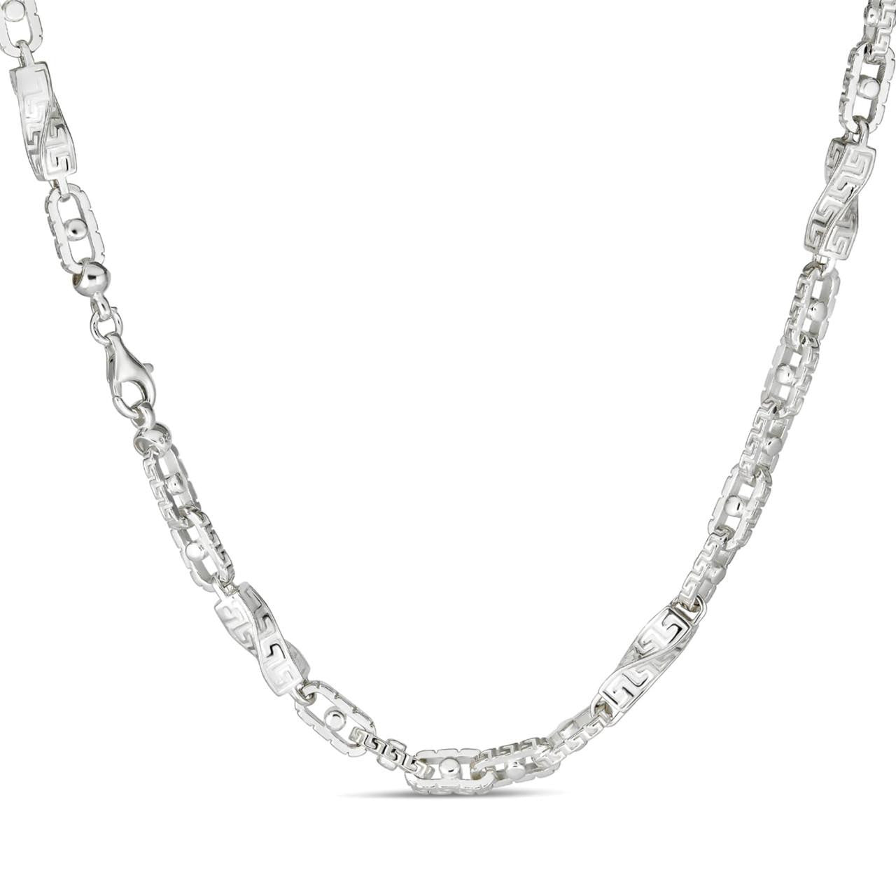 HarlemBling Greek Key Chain Necklace Or Bracelet - 925 Sterling Silver - 7"-28" - 7mm