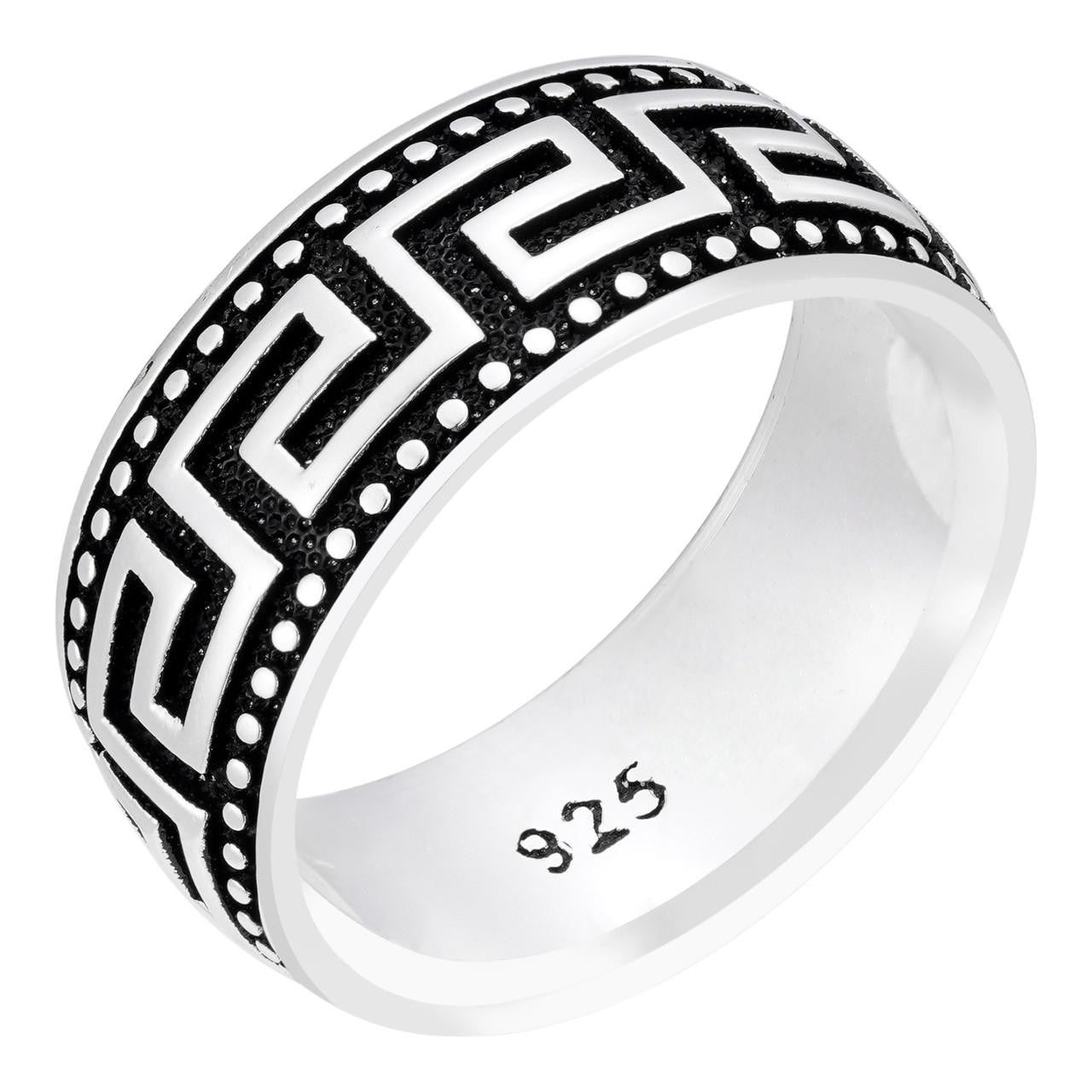 HarlemBling Greek Key Eternity Band Ring - 925 Silver Oxidized - Plain