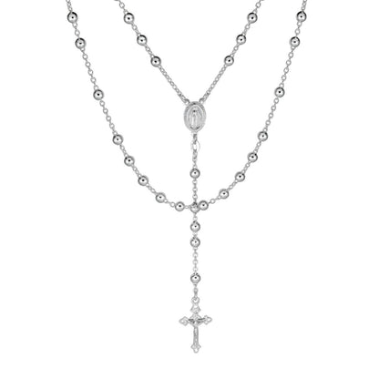 HarlemBling Hail Mary & Our Father Rosary Beads Necklace - 925 Silver - 5mm - 30"