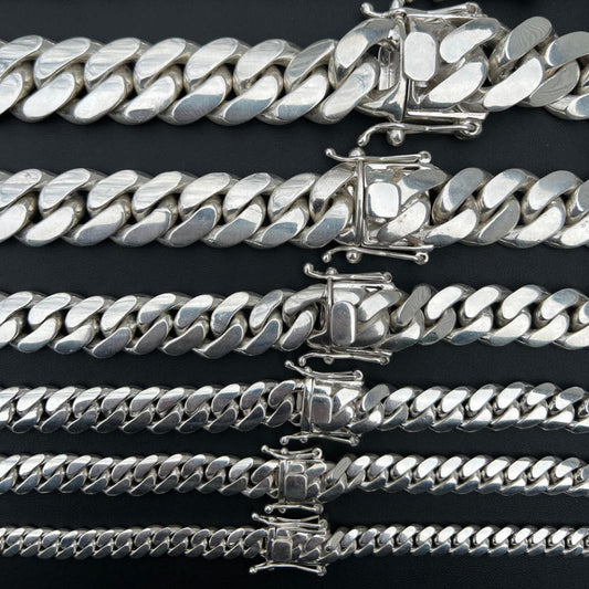 HarlemBling HANDMADE IN USA Miami Cuban Link Chain Necklace Or Bracelet - 999 Fine Silver - 7"-36" - 8mm-28mm TAKES 2-3 WEEKS TO MAKE
