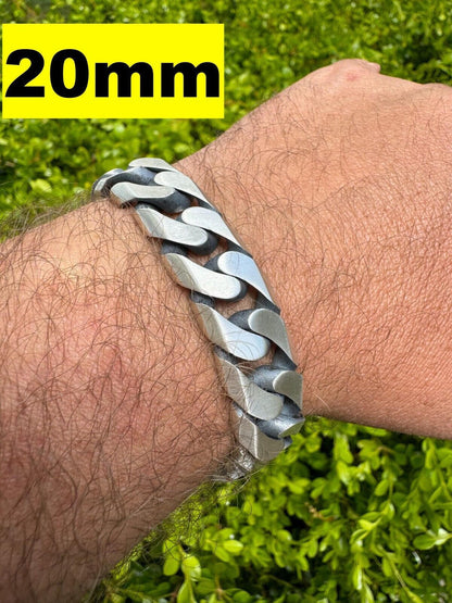 HarlemBling Handmade Mexican Cuban Link Chain Necklace / Bracelet Real 925 Silver 6-20mm Black Rhodium