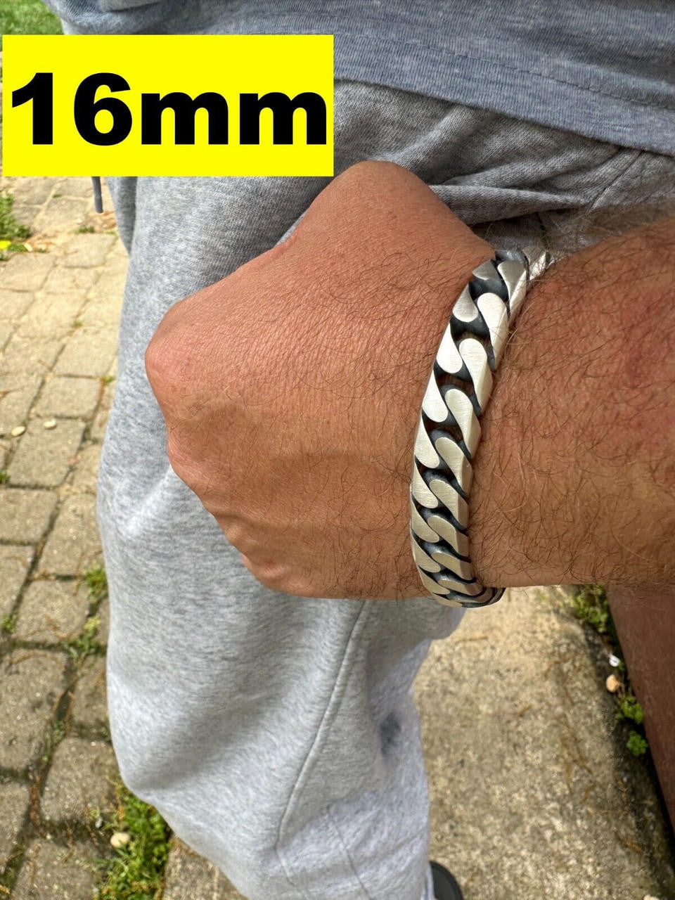 HarlemBling Handmade Mexican Cuban Link Chain Necklace / Bracelet Real 925 Silver 6-20mm Black Rhodium