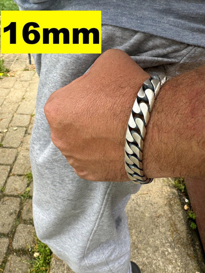 HarlemBling Handmade Mexican Cuban Link Chain Necklace / Bracelet Real 925 Silver 6-20mm Black Rhodium