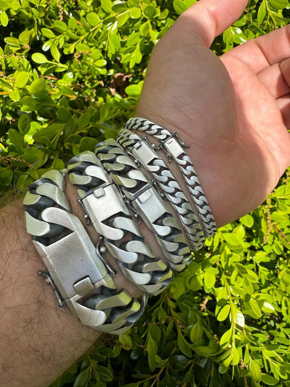 HarlemBling Handmade Mexican Cuban Link Chain Necklace / Bracelet Real 925 Silver 6-20mm Black Rhodium