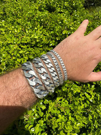 HarlemBling Handmade Mexican Cuban Link Chain Necklace / Bracelet Real 925 Silver 6-20mm Black Rhodium