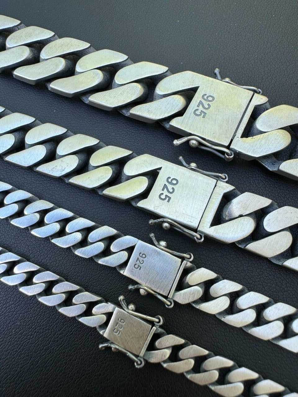 HarlemBling Handmade Mexican Cuban Link Chain Necklace / Bracelet Real 925 Silver 6-20mm Black Rhodium