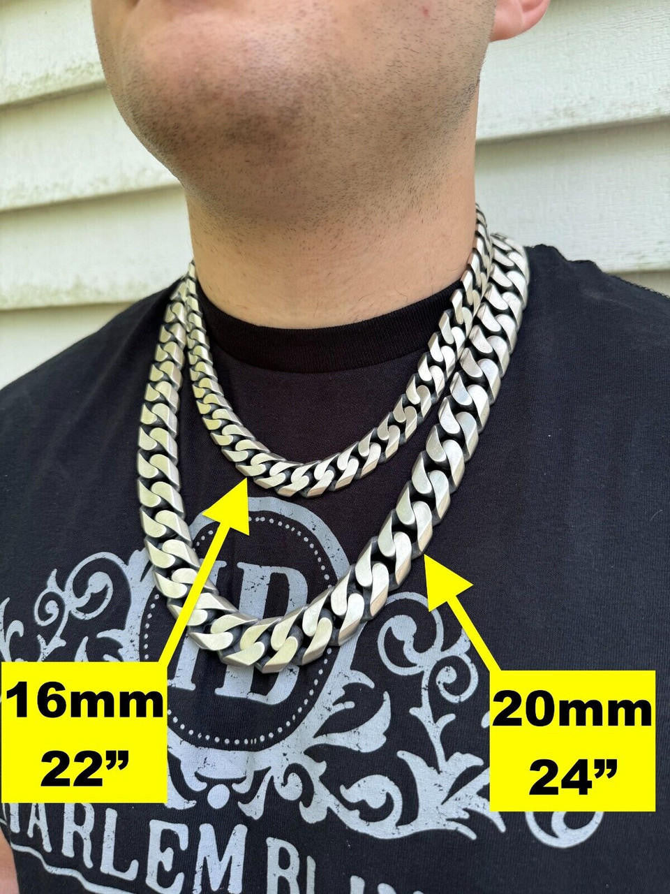 HarlemBling Handmade Mexican Cuban Link Chain Necklace / Bracelet Real 925 Silver 6-20mm Black Rhodium