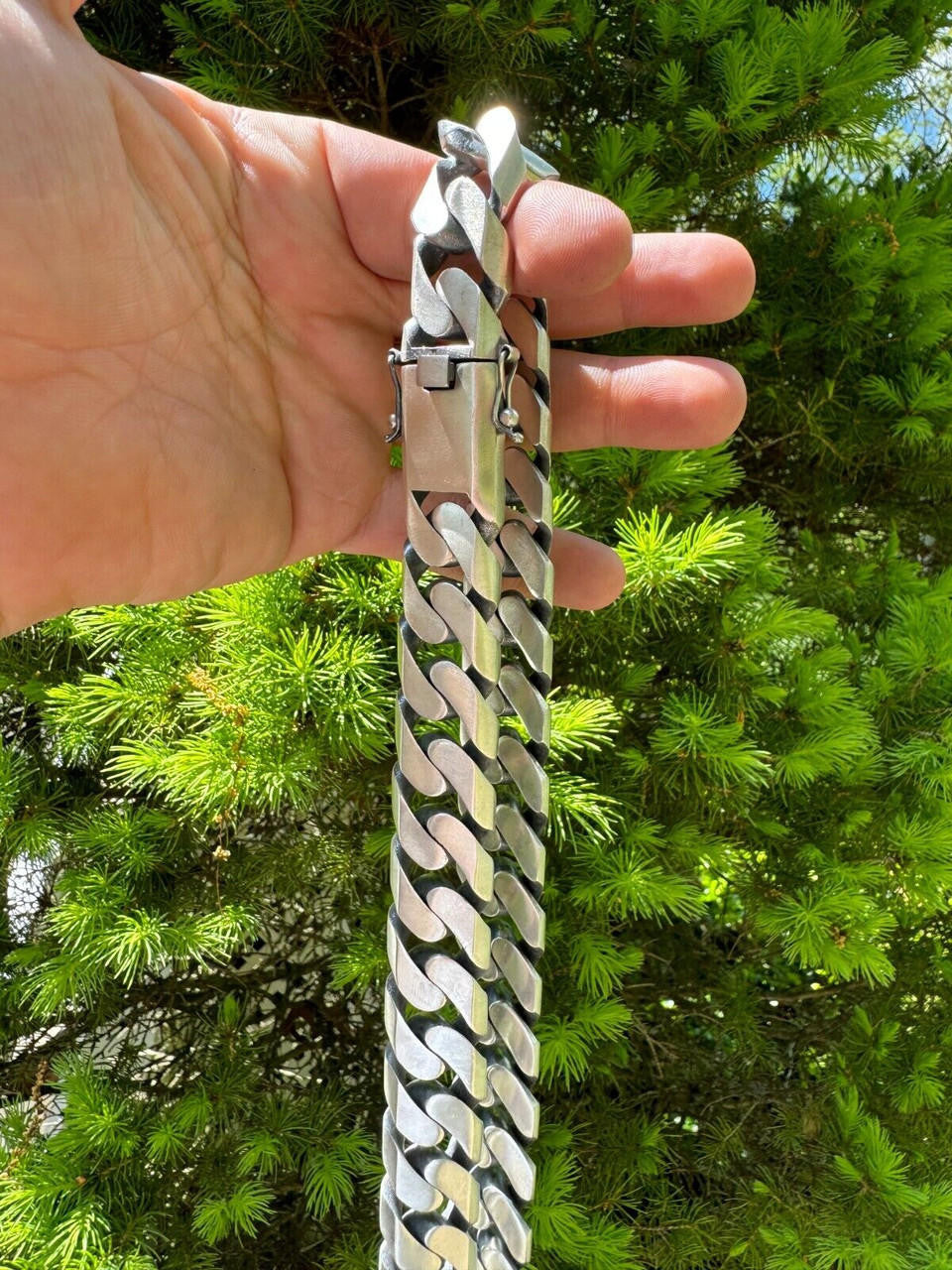 HarlemBling Handmade Mexican Cuban Link Chain Necklace / Bracelet Real 925 Silver 6-20mm Black Rhodium