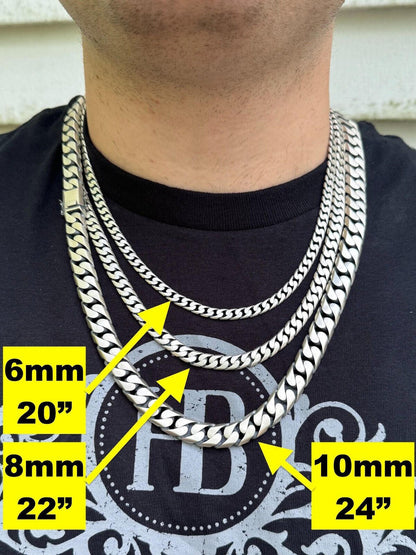 HarlemBling Handmade Mexican Cuban Link Chain Necklace / Bracelet Real 925 Silver 6-20mm Black Rhodium