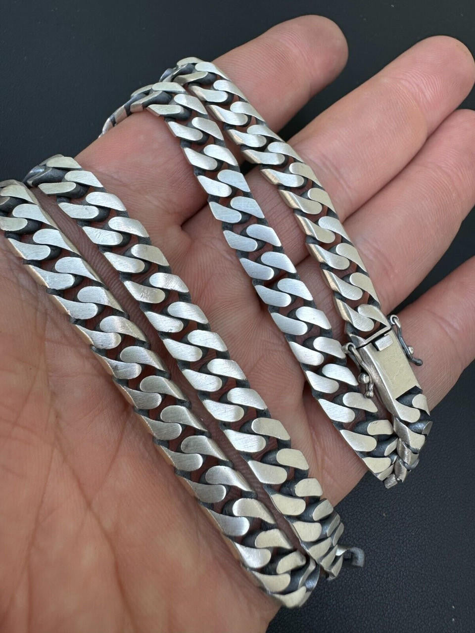 HarlemBling Handmade Mexican Cuban Link Chain Necklace / Bracelet Real 925 Silver 6-20mm Black Rhodium