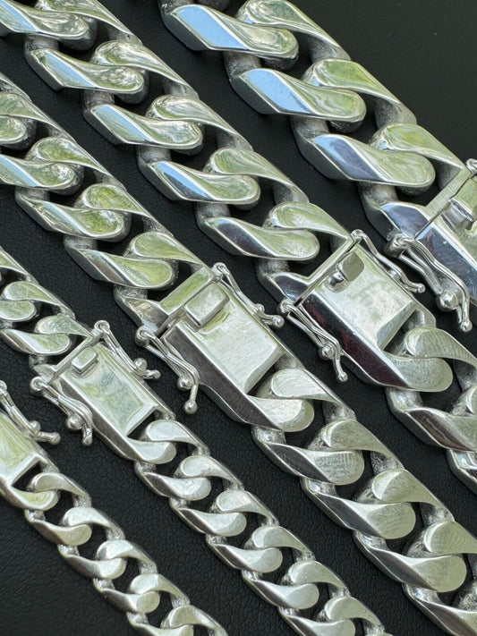HarlemBling Handmade Mexican Cuban Link Chain Necklace / Bracelet Real Solid 925 Silver 6-20mm