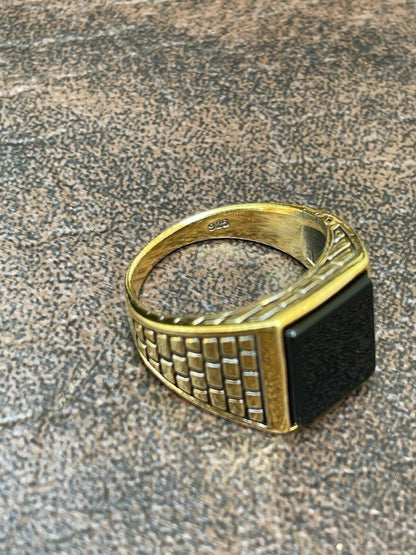 HarlemBling Handmade Real Solid 925 Sterling Silver Black Onyx Square Ring Size 7-13 Pinky