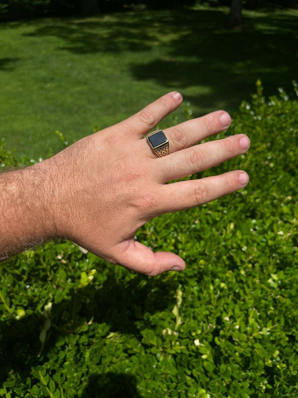 HarlemBling Handmade Real Solid 925 Sterling Silver Black Onyx Square Ring Size 7-13 Pinky