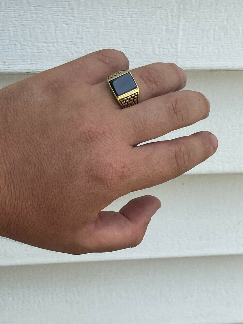 HarlemBling Handmade Real Solid 925 Sterling Silver Black Onyx Square Ring Size 7-13 Pinky