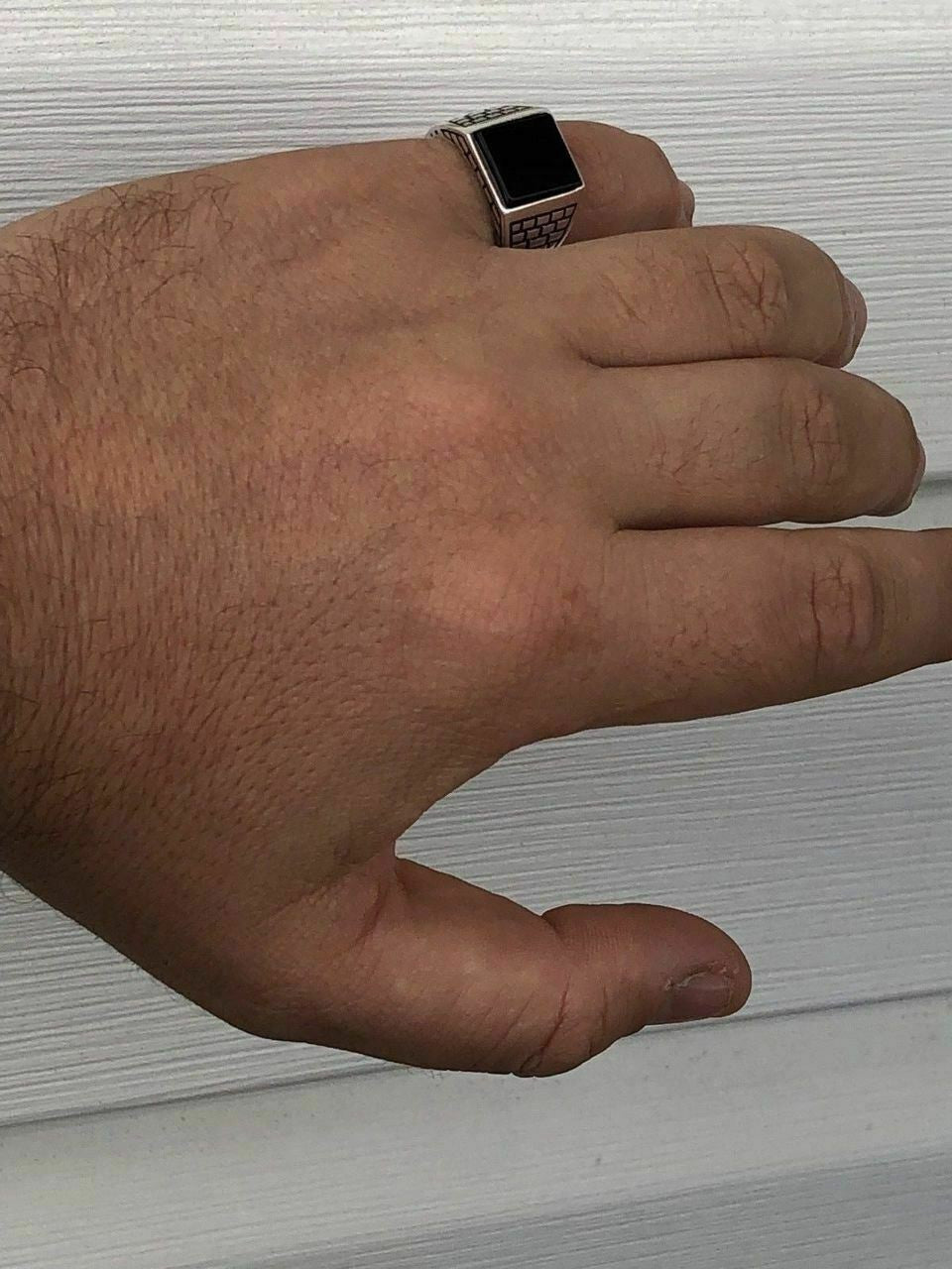 HarlemBling Handmade Real Solid 925 Sterling Silver Black Onyx Square Ring Sizes 7-13 Pinky