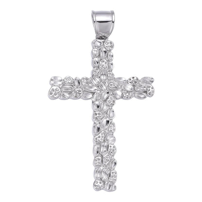 HarlemBling Handmade Special Nugget Cross Pendant - 925 Silver - Large 2.5"