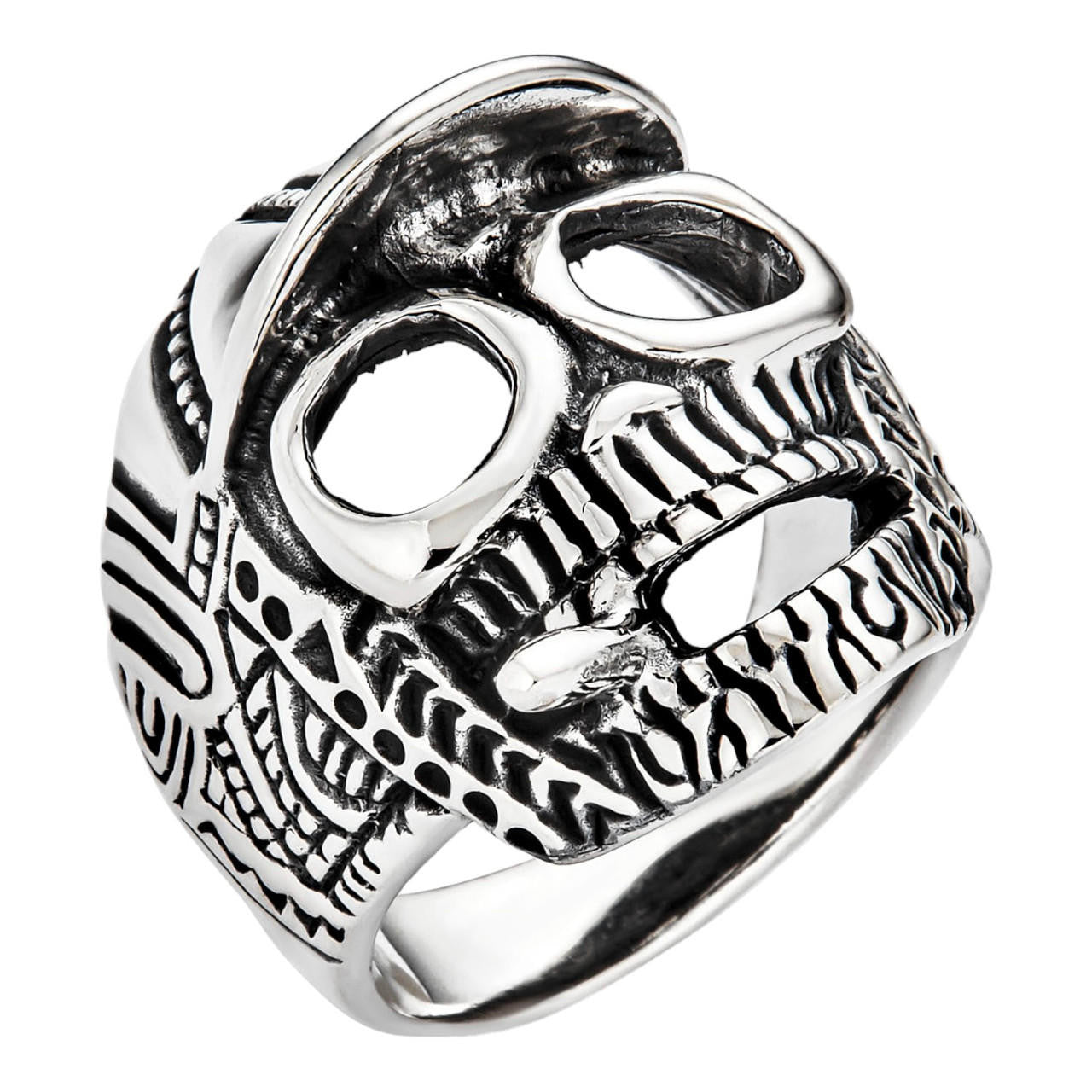 Real Plain Solid 925 Sterling Silver Punk Goth Skull Smoking Cigar ...