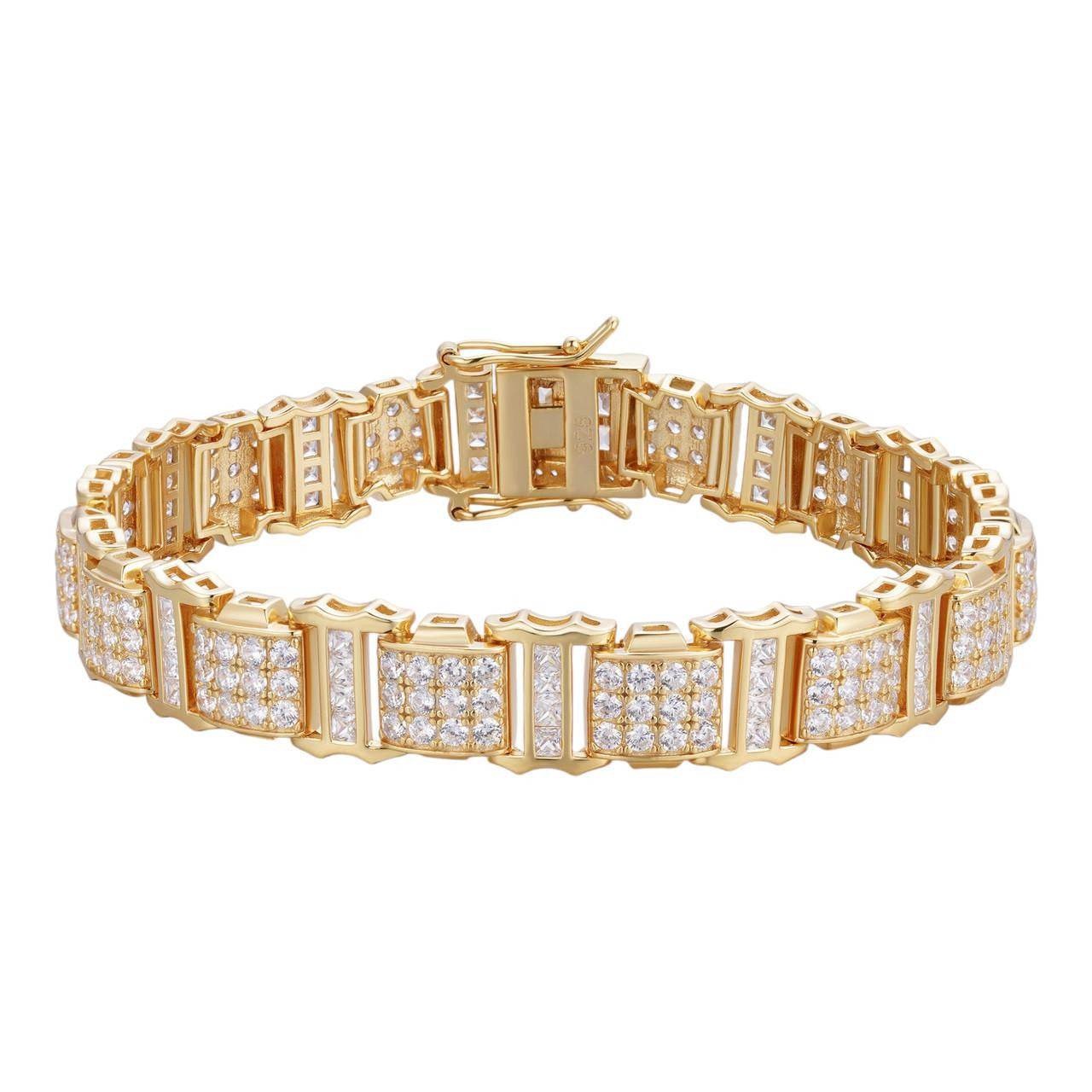 HarlemBling Harlem Classic Bracelet Iced Out CZ Stones - 14k Gold Vermeil 925 Silver - 11mm - 7.5"-8.5"