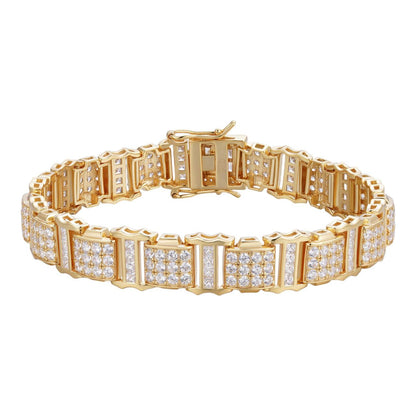 HarlemBling Harlem Classic Bracelet Iced Out CZ Stones - 14k Gold Vermeil 925 Silver - 11mm - 7.5"-8.5"