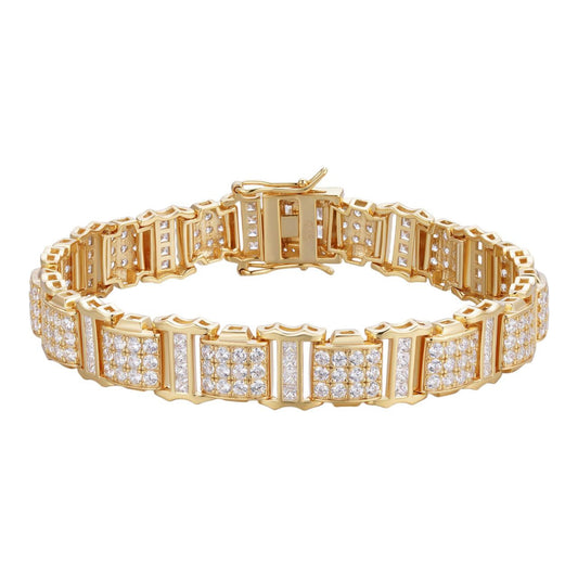 HarlemBling Harlem Classic Bracelet Iced Out CZ Stones - 14k Gold Vermeil 925 Silver - 11mm - 7.5"-8.5"