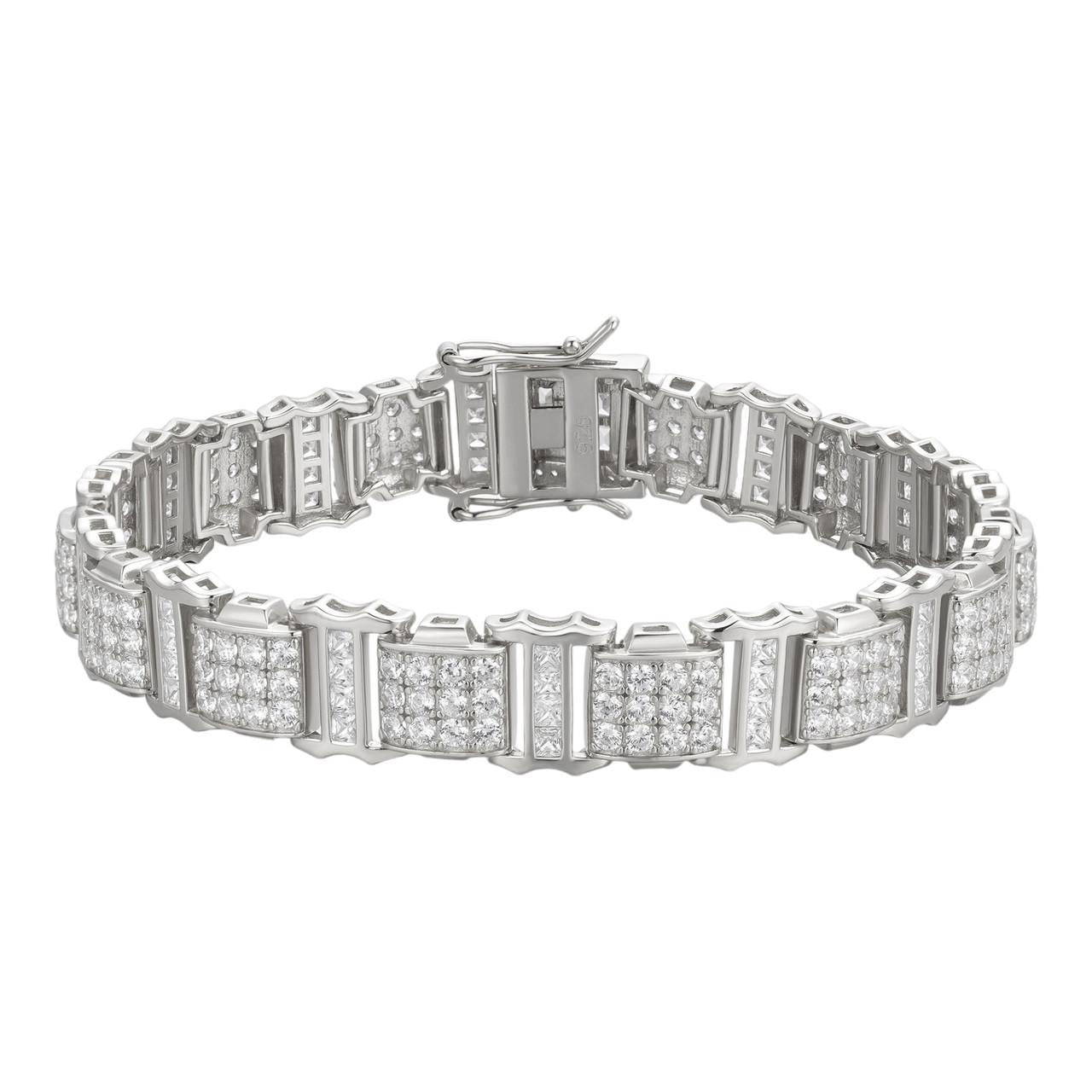 HarlemBling Harlem Classic Bracelet Iced Out CZ Stones - 925 Silver - 11mm - 7.5"-8.5"