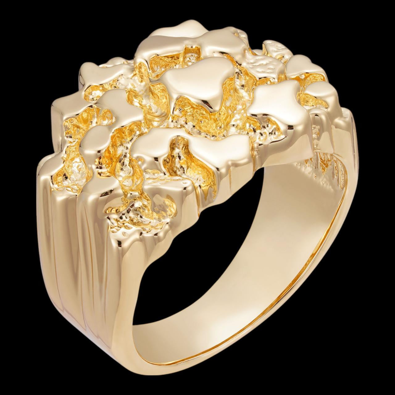 HarlemBling Harlembling Plain Classic Nugget Ring - Same Design Since 2015 - 14k Yellow Gold