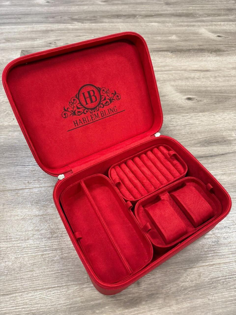 HarlemBling Harlembling Red Leather Travel Jewelry Box Carrying Case