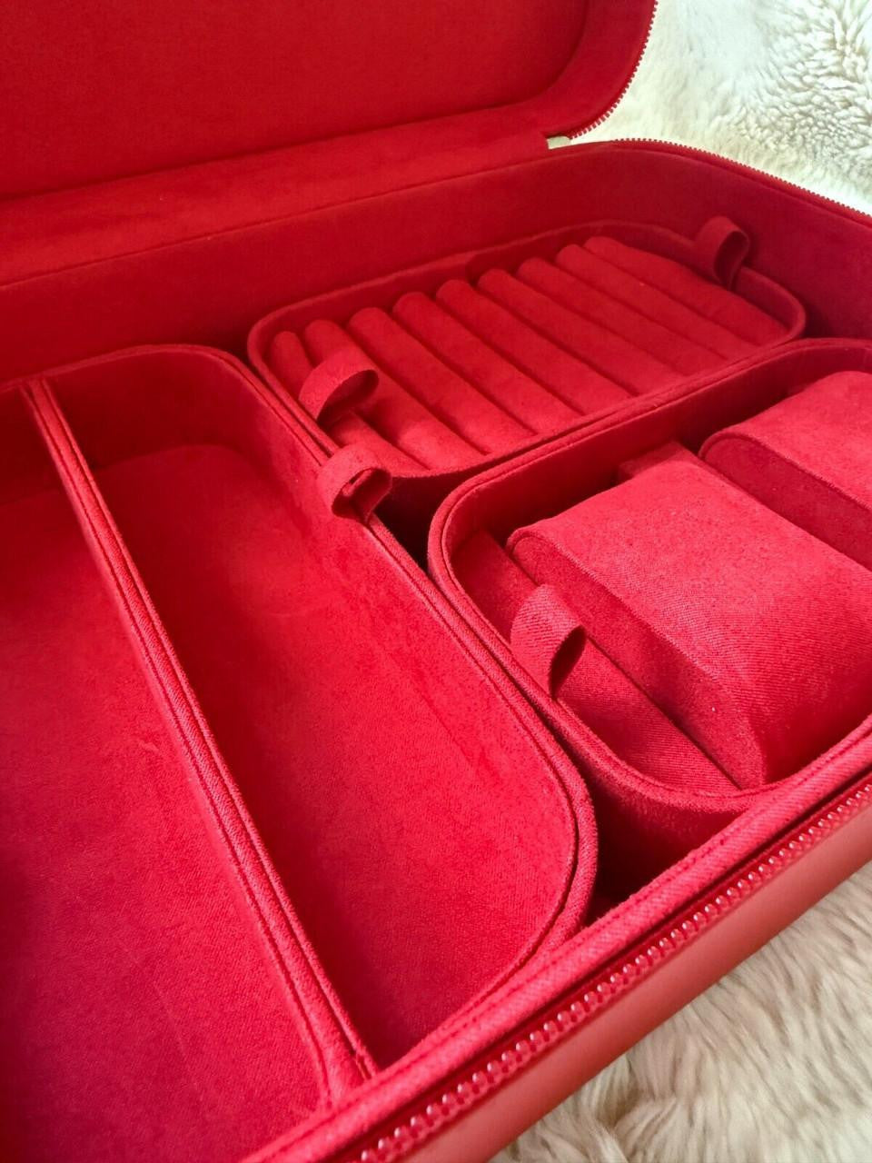 HarlemBling Harlembling Red Leather Travel Jewelry Box Carrying Case