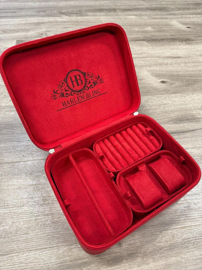 HarlemBling Harlembling Red Leather Travel Jewelry Box Carrying Case