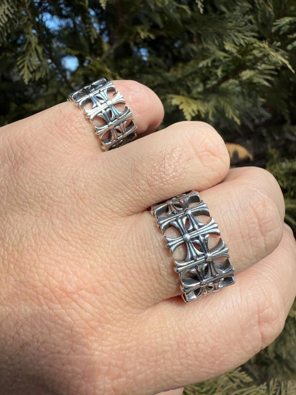 Ring - 925 Silver Oxidized - Plain Chrome Hearts Cross Ring