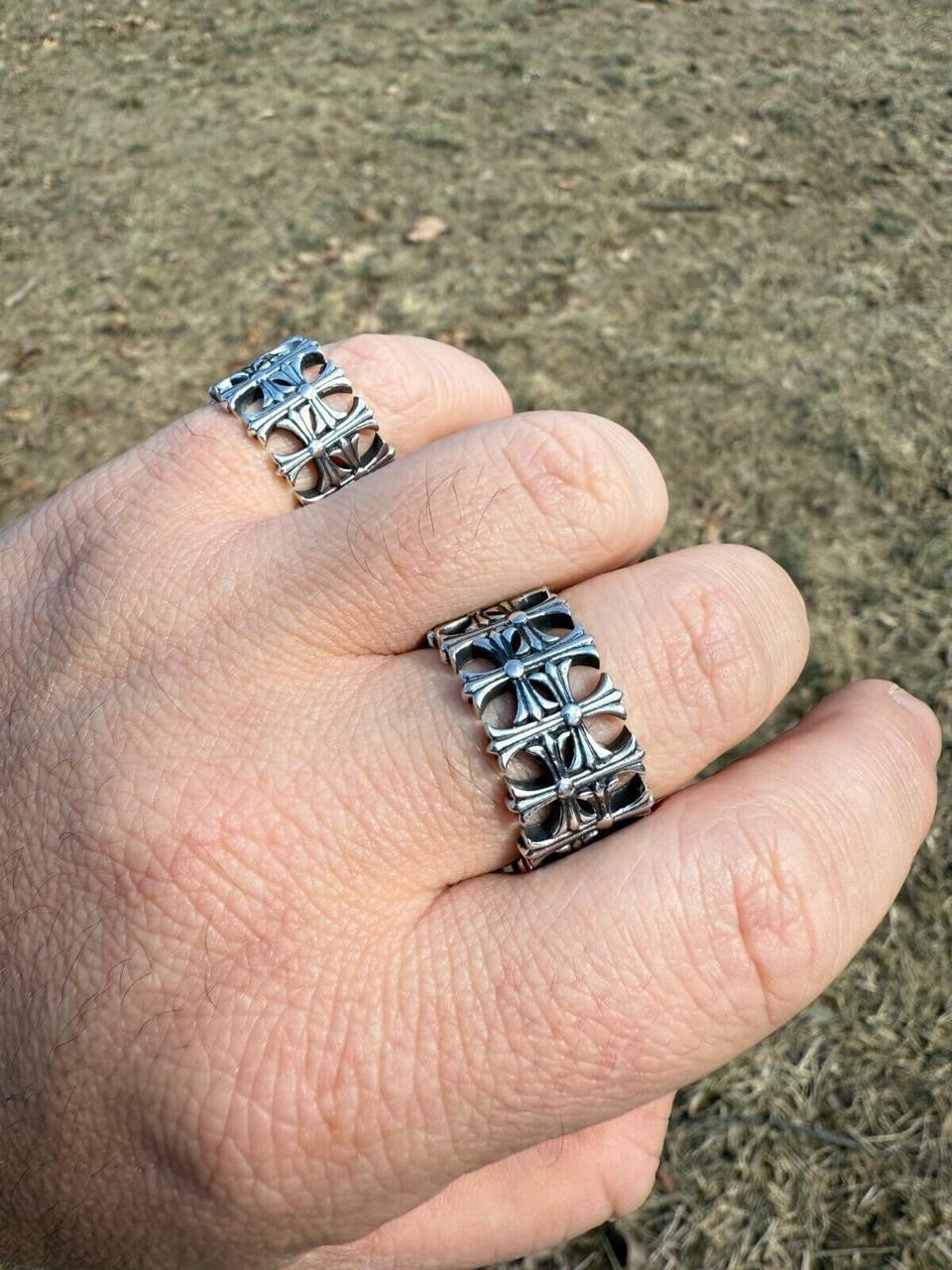 Ring - 925 Silver Oxidized - Plain Chrome Hearts Cross Ring