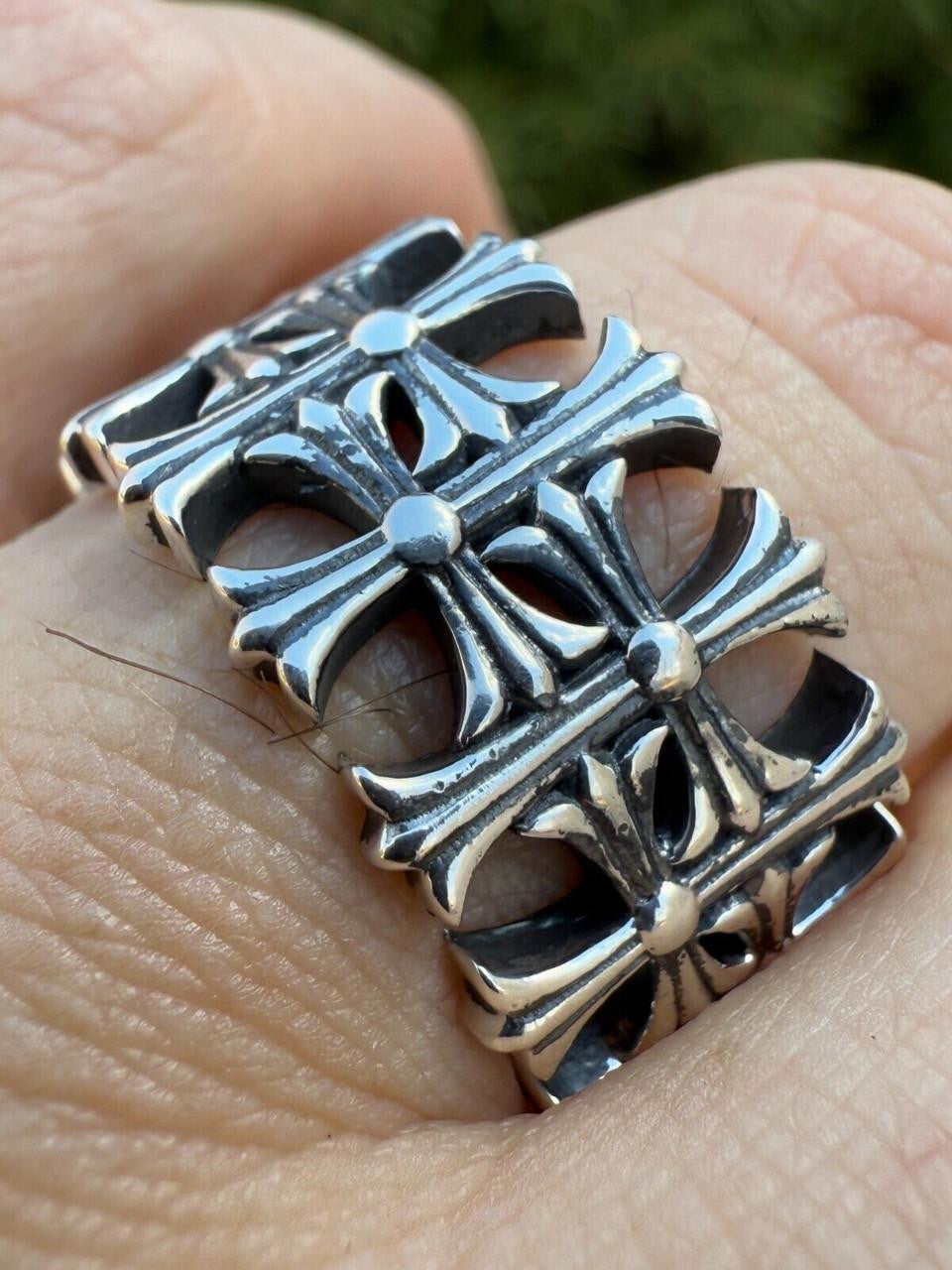 Ring - 925 Silver Oxidized - Plain Chrome Hearts Cross Ring