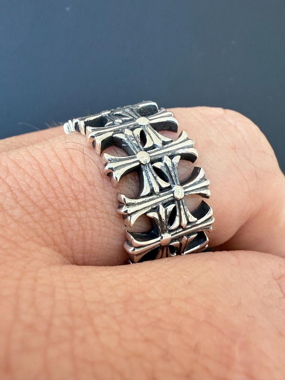 Ring - 925 Silver Oxidized - Plain Chrome Hearts Cross Ring