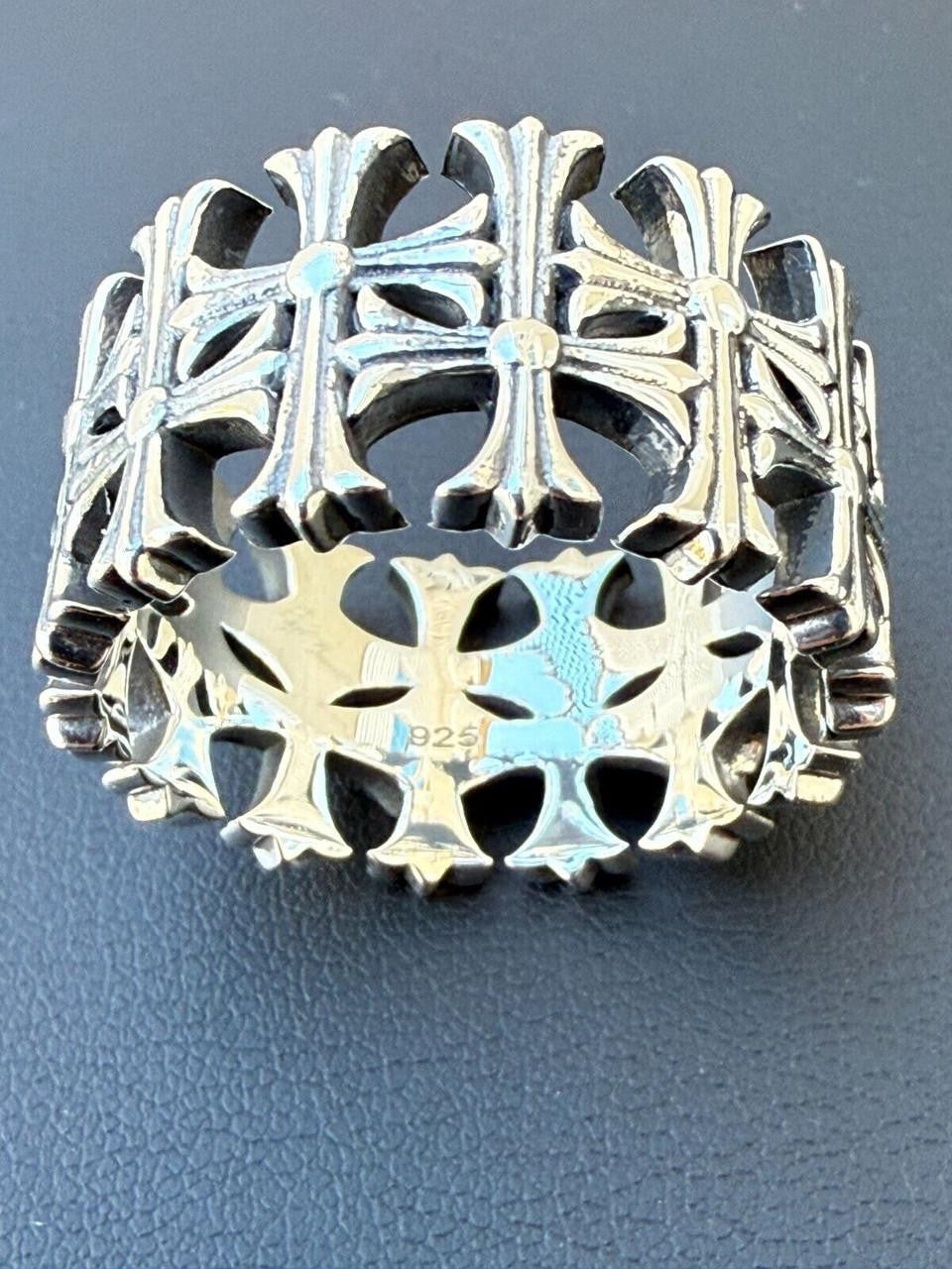 Ring - 925 Silver Oxidized - Plain Chrome Hearts Cross Ring
