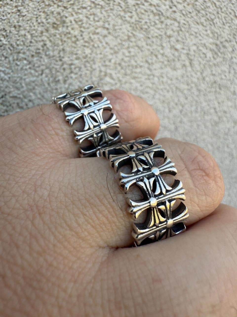 Ring - 925 Silver Oxidized - Plain Chrome Hearts Cross Ring