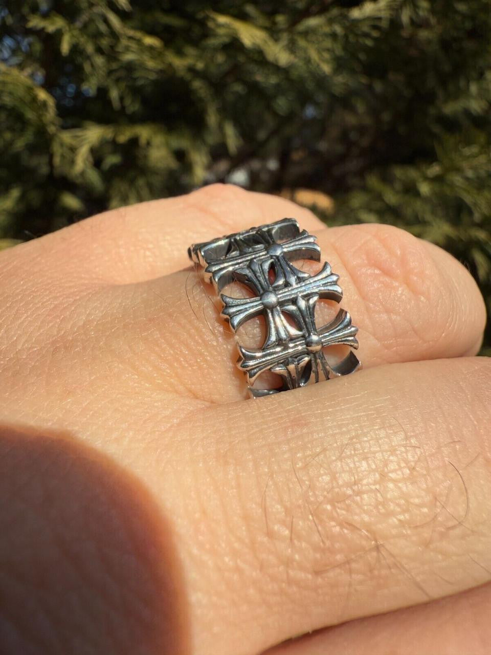 Ring - 925 Silver Oxidized - Plain Chrome Hearts Cross Ring