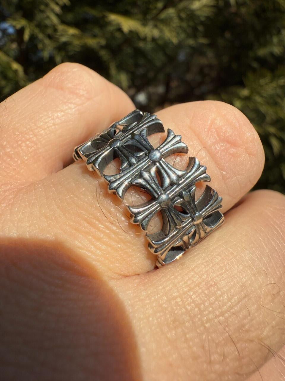 Ring - 925 Silver Oxidized - Plain Chrome Hearts Cross Ring