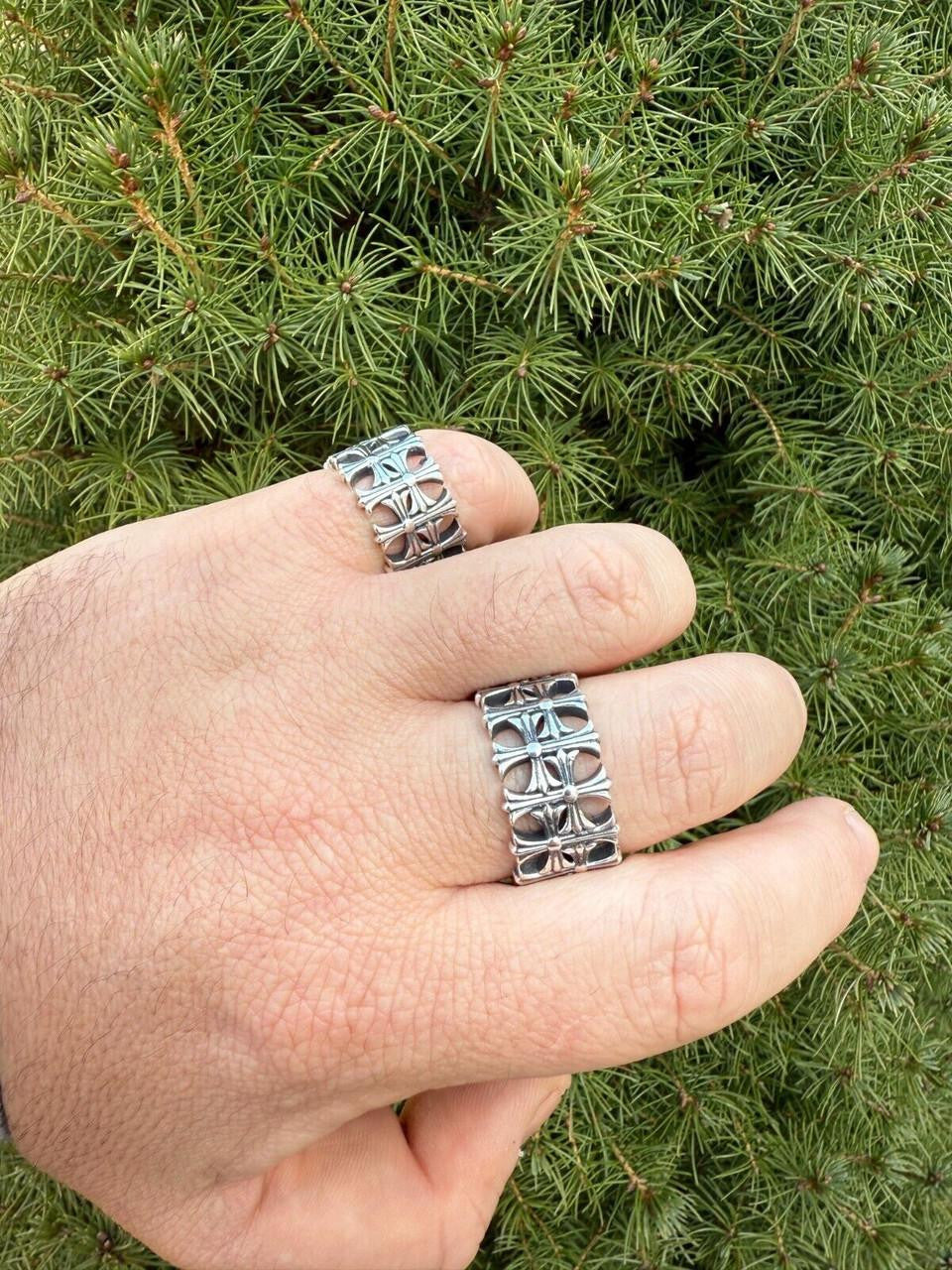 Ring - 925 Silver Oxidized - Plain Chrome Hearts Cross Ring