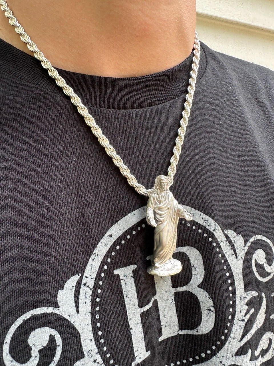 HarlemBling Heavy 3D Jesus Piece Real 925 Silver / 14k Yellow Rose Gold Pendant Necklace