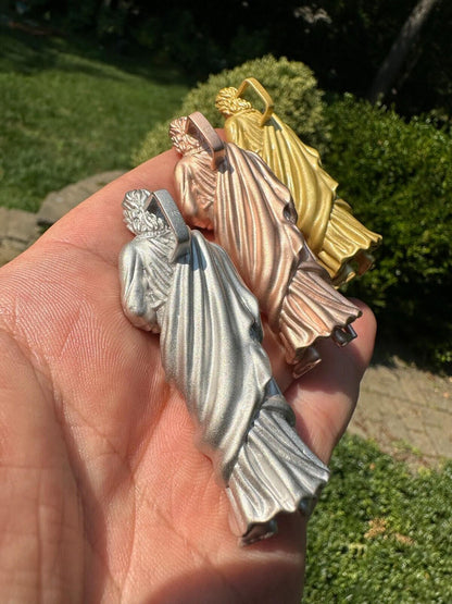 HarlemBling Heavy 3D San Judas St Jude Real 925 Silver 14k Yellow Rose Gold Pendant Necklace