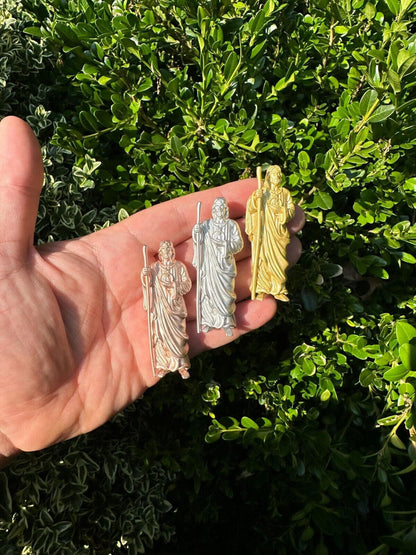 HarlemBling Heavy 3D San Judas St Jude Real 925 Silver 14k Yellow Rose Gold Pendant Necklace